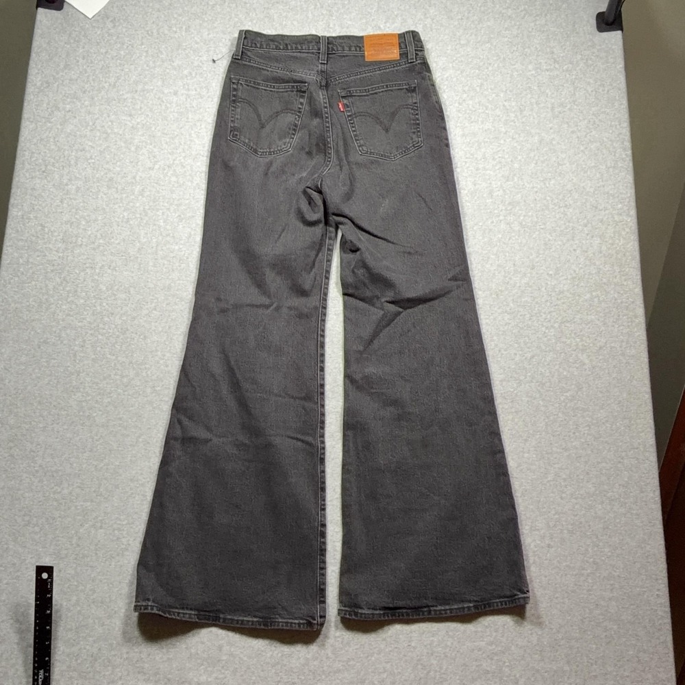 Levis Premium Ribcage Bell Jeans Womens 29 Charcoal Gray High Rise Flare Denim - Picture 2 of 9